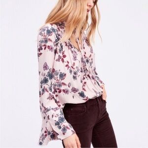 Free People Pale Lilac Floral Print Tunic Top